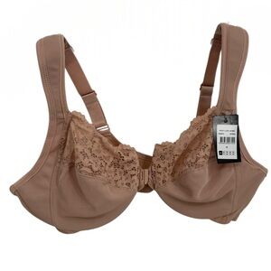 Avenue Women’s Front Closure Bra Underwire Tan Lace Size 40C Lace Adjustable NWT